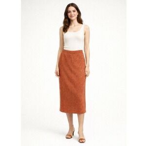 Amen‎ Wardy Vintage Orange Boucle Knit Maxi Pensil Skirt Size 1 S